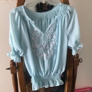 Embroidered Peasant Top